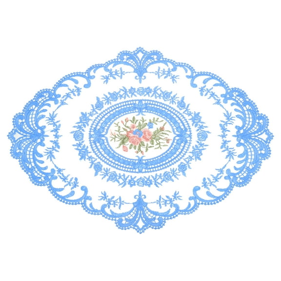 12x16in Retro Lace Placemat Oval French Crochet Doilies Blue