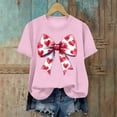 thumbnail image 6 of ICHUANYI Valentine's Prints Bow Shirt for Women Graphic Tees Short Sleeve Tee Top Round Neck Short Sleeved T-shirt Top, 6 of 6