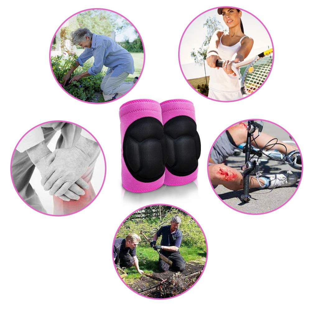 RGHJAR-Women Knee Pads for Cleaning House Floors,Gardening Work, Carpet, Weeding,kneepads with Soft Inner Liner, Adjustable knee pads Suitable for Kneeling on Garden,Flooring Yard,Pink S (1 Pair)