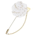 thumbnail image 1 of Broche de rosa de tela con broche de hoja dorada, pin de solapa de flor de rosa para hombres [Blanco Crema], 1 of 1