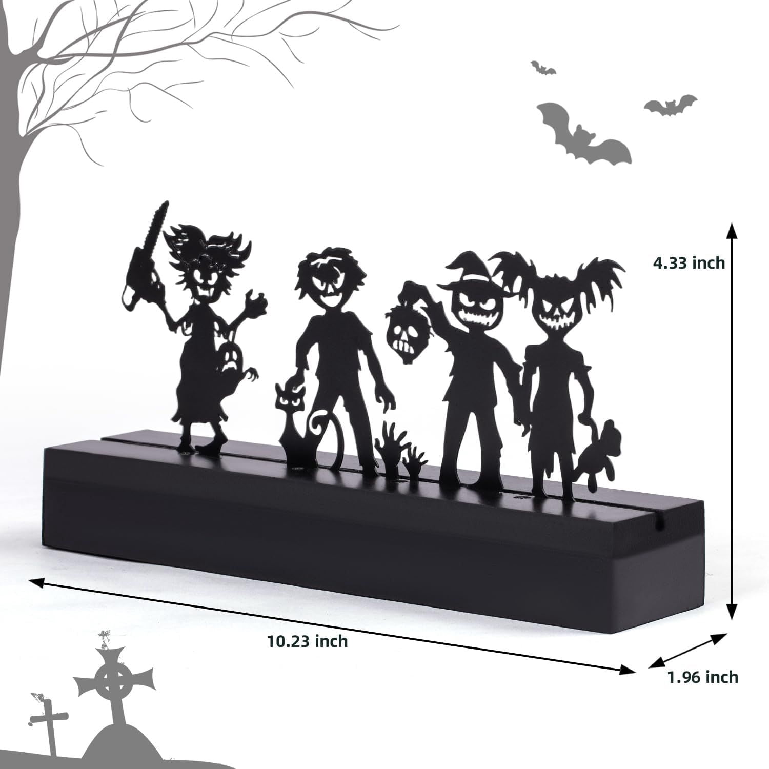 Battery Operated LED Table Decor with 4 Haunting Figures for Halloween