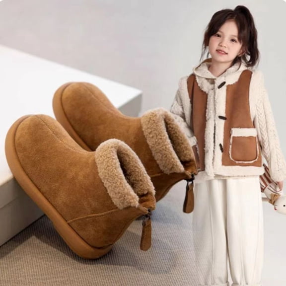 Bnwani Girls Boots Short Fleece Lined Velvet Booties