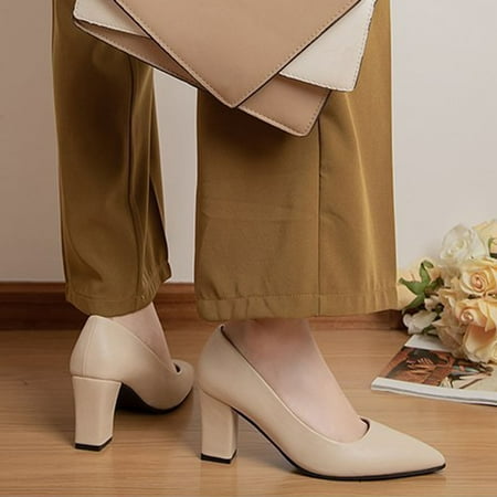 

Dress Pump for Women Chunky Heel Shoes Dressy Summer Wide Width Sandals Comfy Pointed Toe Sandal for Wedding Party