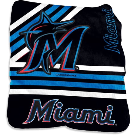 Miami Marlins 50 x 60 Plush Raschel Throw Blanket