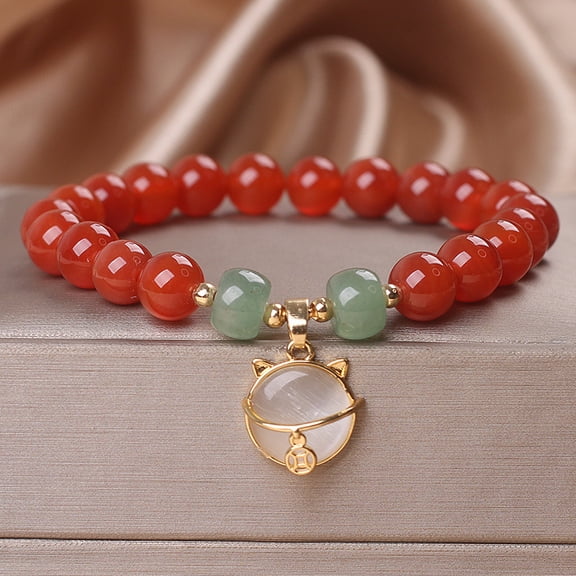 Ethnic Style Red Agate Bracelet Money Drawing And Luck Changing Lucky Cat