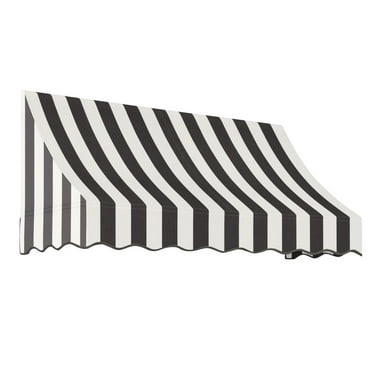 Awntech 10.375 ft Nantucket Fixed Awning Acrylic Fabric, Black/White Stripe