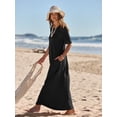 thumbnail image 3 of Merokeety Womens Summer Crewneck Maxi Dress Black XXL, 3 of 5