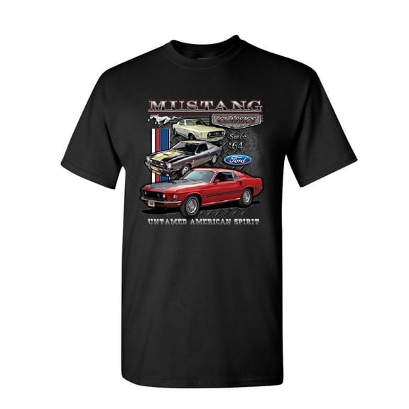 Tee Hunt Ford Mustang Classics T-Shirt Muscle Car Untamed American Spirit Shirt