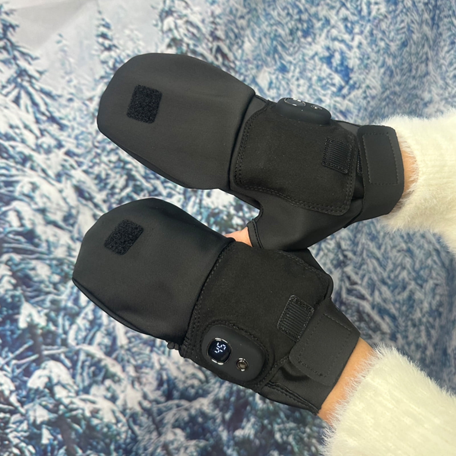 Rechargeable USB Heated Gloves - Portable Hand Warmers with Temperature Control, Quick Heat for Winter Outdoor & Indoor Use - Comfortable, Stylish, Long-Lasting Battery Black