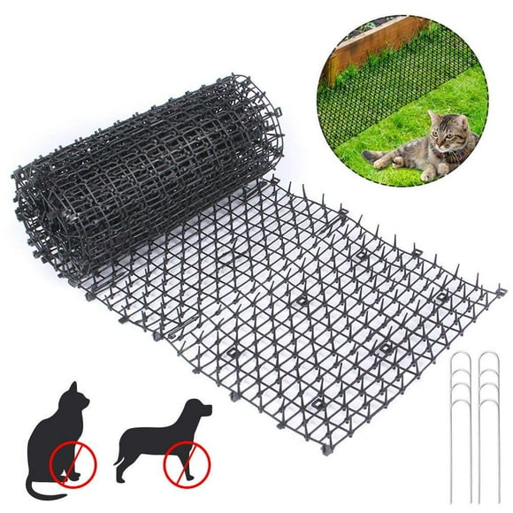 Outdoor Cat Repellent Mat, Cat Mat with Spiked Prickly Belt, Anti-Cat Net Mat, Send U Nails (400x28cm)