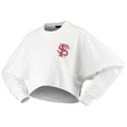 thumbnail image 2 of Women's White Florida State Seminoles Raw Hem Cropped Spirit Jersey Long Sleeve T-Shirt, 2 of 5
