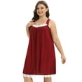 thumbnail image 3 of Women's Nightgown Lace Trim Sleeveless Nightdress Wide Strap Chemise Plus Size XL-4XL, 3 of 7
