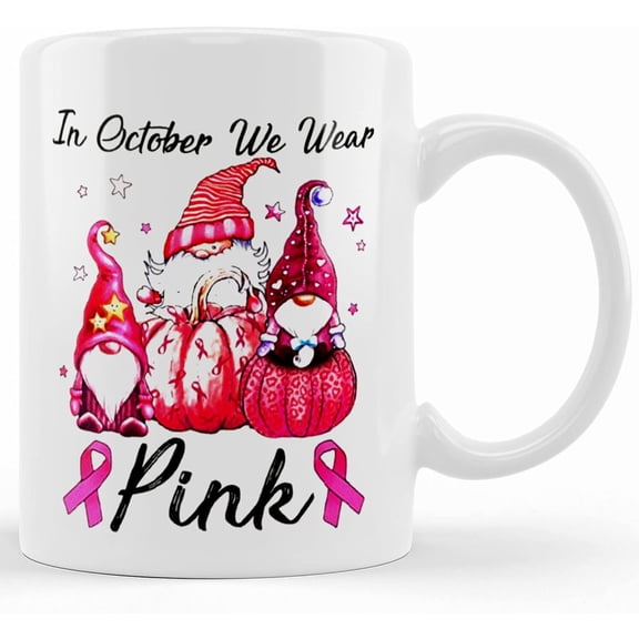 In October We Wear Gnome Mug Birthday Halloween Christmas Gift For Her Him Coffee Cup, Ceramic Novelty Coffee Mug, Tea Cup, Gift Present For Birthday, Christmas Thanksgiving Festival, 11