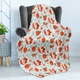 thumbnail image 4 of Fox Soft Flannel Fleece Blanket, Small Forest Animal Pattern with Foliage Leaves and Mushroom Winter Nature, Cozy Plush for Indoor and Outdoor Use, 50" x 70", Dark Coral Almond Green, by Ambesonne, 4 of 5