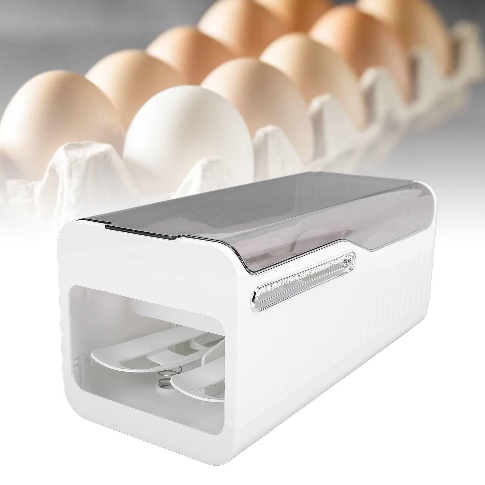 YAHHU Rolling Egg Holder Refrigerator Dispenser Organizer Space Saving Auto Rolling Tray Rack For Kitchen Fridge Pantry Countertop Food Grade PP Storage Container 12.6 inches / 32 cm