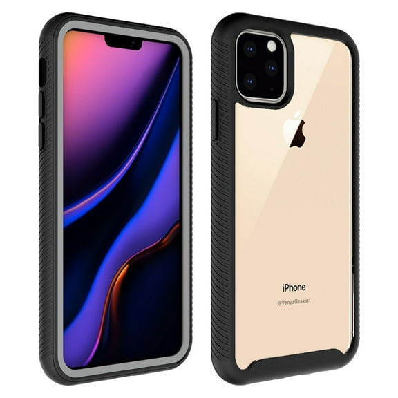 For Apple iPhone 13 Pro Max (6.7") Case Transparent Clear Dual Layer Rugged Bumper Frame Hybrid Shockproof Rubber TPU Defender Cover ,Xpm Phone Case [Black]