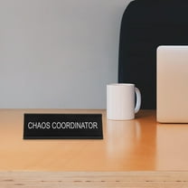 TABLZONE Chaos Coordinator Desk Plaque Funny Office Sign Black Aluminum Alloy Decorative Name Plate 8.5x2.5