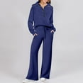 thumbnail image 2 of LEKODE tracksuits for women set two piece sets for women summer lounge sets for women Sweatshirt Wide Leg Sweatpants women track suits 2 piece set Navy L, 2 of 6