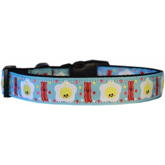 Pet Dog Cat Nylon Collar or Leash, "Happy Bacon"