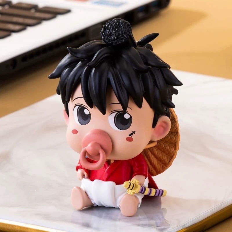 Newly Luffy Sanji Zoro Brook Franky Figure Sitting Q Version Nipple Anime Figures 10cm/3.9inch Anime Character Decor Statue Desktop Ornament Gifts (Luffy)