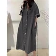 thumbnail image 3 of Womens Summer Casual Short Sleeve Long Shirt Dress Casual Loose Button Down Dress, 3 of 8