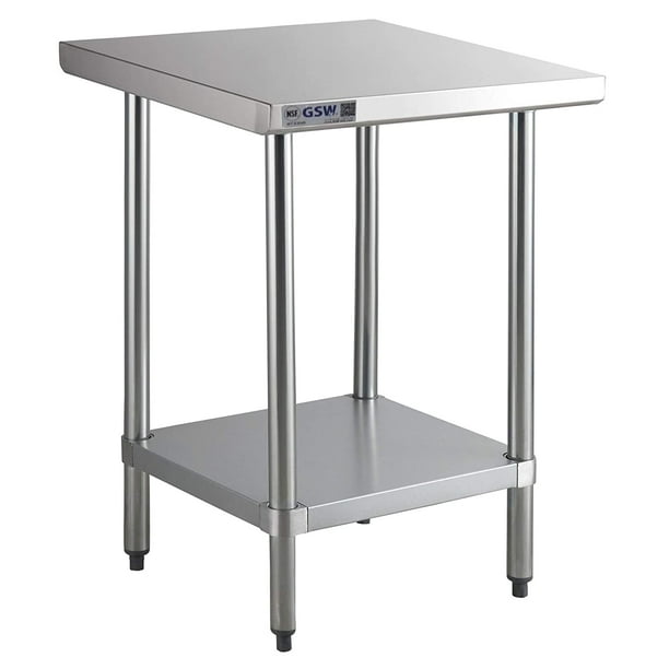 ACE WTE3018 Commercial Flat Top Work Table with Stainless Steel Top, 1