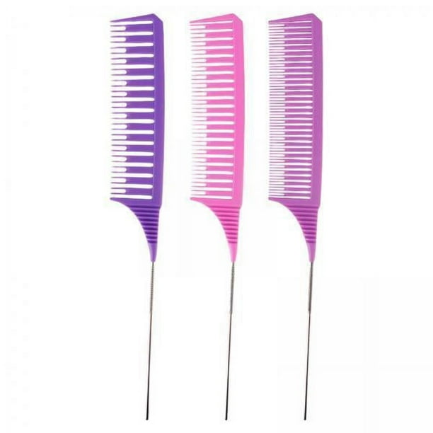 Peine para resaltar,Peine para resaltar el cabello,peine para seccionar,corte de peinado,3 uds. Peine para trenzar,peine para teñir punta,peluquería,Teñido,burla de dientes finos,resaltado