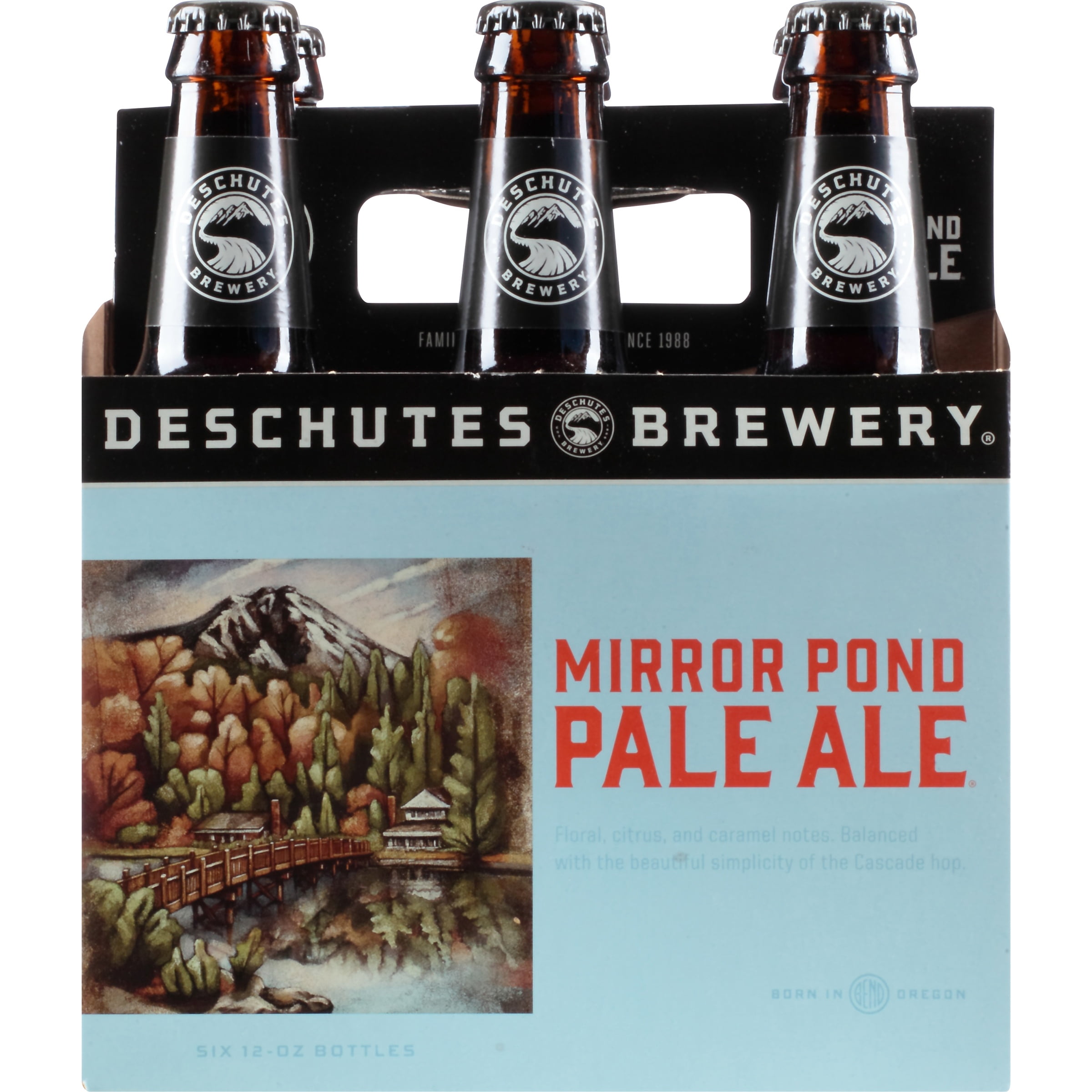 Deschutes Mirror Pond Pale Ale Craft Beer, 6 Pack, 12 fl oz Bottles, 5.0% ABV