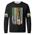 thumbnail image 5 of Dwelliawo St Pattys Waffle Shirt Men Graphic Long Sleeve Waffle Knit Tees Funny St Patricks Day Irish Clover Celtic Cross Flag Printed T Shirt Round Neck Tops Black XL, 5 of 6