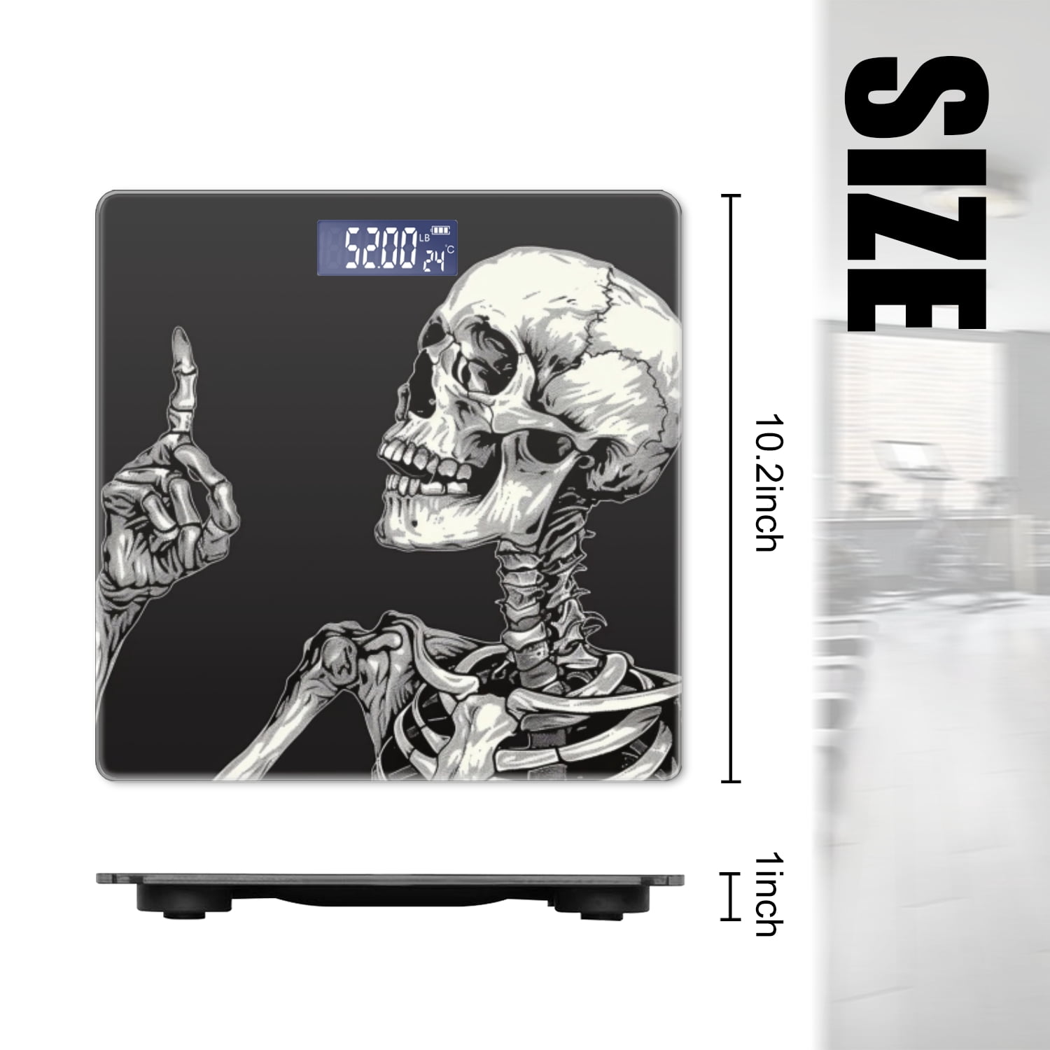 High Precision Body Weight Scale Smart Bathroom Scales with Large LCD Display(400lbs),Decorative for Bedroom-Skeletal Figure Pointing Finger At The Viewer