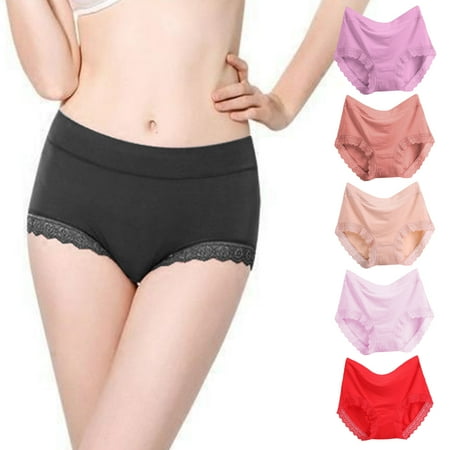 

harmtty Women Panties Breathable High Elasticity Tummy Control Butt-lifted Lace Women Underpants Female Clothes Dusty Pink L
