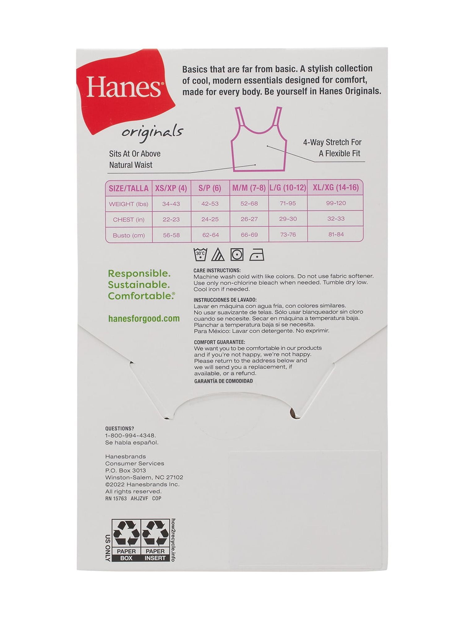 Hanes Originals Girls' Tween Underwear Crop Cami Pack, Basic