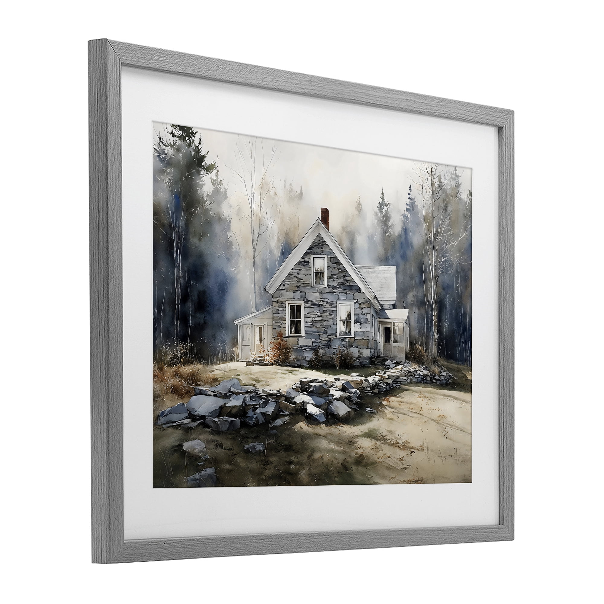 Stupell Industries Rustic Cottage Among the Trees Gray Framed Print Under Glass, design by Franklyn Gregory