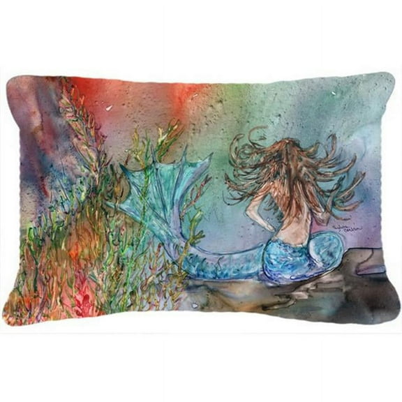 Brunette Mermaid Water Fantasy Fabric Decorative Pillow