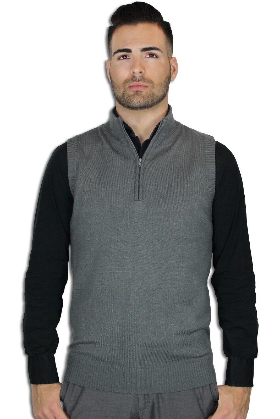Mens half zip sweater vest clearance