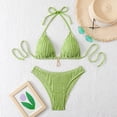 thumbnail image 2 of uvwlwu Women Ribbed Triangle Halter Bikini Top with Tassel Charm Two Piece Swimsuit,M, 2 of 6