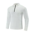 thumbnail image 4 of ZCFZJW Quarter Zip Mock Neck Pullover Men Running Shirt Lightweight Casual Long Sleeve Moisture Wicking Quick Dry Athletic Workout Shirts White L, 4 of 4