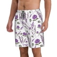 thumbnail image 2 of Kdxio Lavender Flowers Pattern Mens Casual Shorts - Drawstring Summer Beach Sports Shorts for Men, 2 of 9