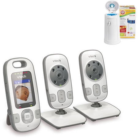 Vtech VM312-2 Safe & Sound Video Monitor with Bonus Arm & Hammer Diaper Pail