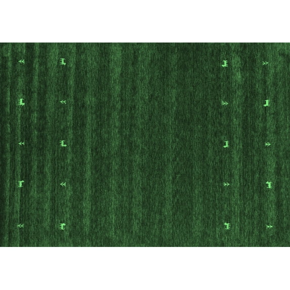 Ahgly Company Indoor Rectangle Abstract Emerald Green Contemporary Area Rugs, 2' x 4'