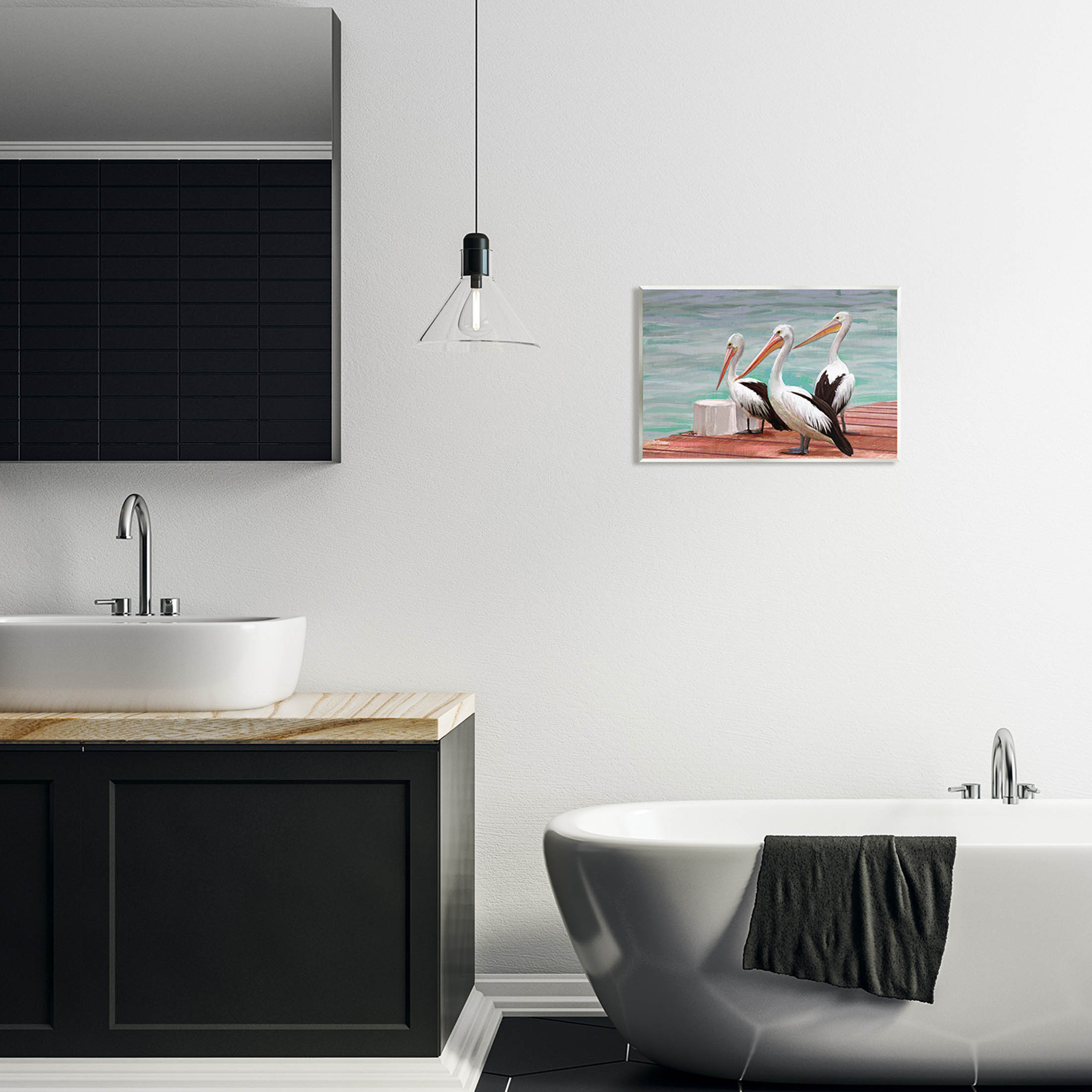 Stupell Industries Pelican Trio Port Dock Graphic Art Unframed Art Print Wall Art, Design by Ziwei Li