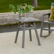 Mature Home Wood Outdoor Patio End Table with Chevron Design, Grey Wash