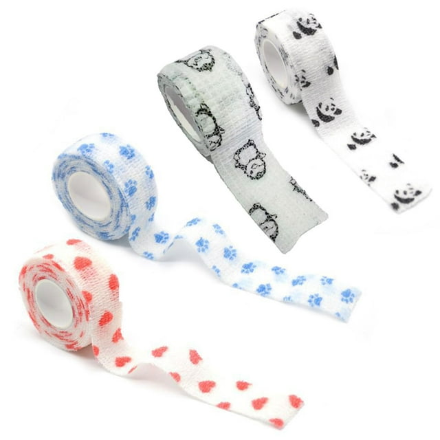 Graflsoa 4-Pack Adhesive Writing Finger Bandages - Cute Animal Designs, 1.0 Inch x 5 Yards, Soft Non-Woven Fabric for Comfortable Grip and Callus Prevention