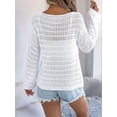 thumbnail image 6 of Womens Crochet Cover Up Long Sleeve Loose Fit Casual Sweater Hollow Out Knit Tops White M, 6 of 8