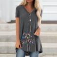 thumbnail image 2 of WEIYLL Ladies T Shirts Plus Size Print V-Neck Short Sleeve Long Grey Tops Sizes L, 2 of 3