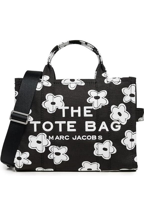 The Daisy Canvas Medium Tote Bag - Black/White