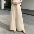 thumbnail image 6 of PBFRDSJ Cotton Linen Plazzo Pants for Women Boho Floral Embroidered Drawstring Pants Casual Wide Leg Peasant Vacation Bottoms, 6 of 7