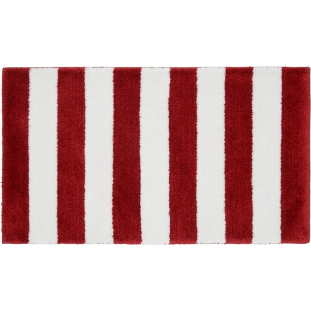 Garland Beach Stripe Crimson Red White Bathroom Rug 21 X34 Walmart Com Walmart Com