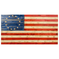 thumbnail image 1 of Betsy Ross Handmade Wooden American Flag with Carved 13 Star Union Indoor or Outdoor Patriotic Wall Hanging, 1 of 9