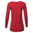 thumbnail image 3 of A2Y Women's Basic Solid Soft Cotton Long Sleeve V-neck Top T-shirt Ruby L, 3 of 3